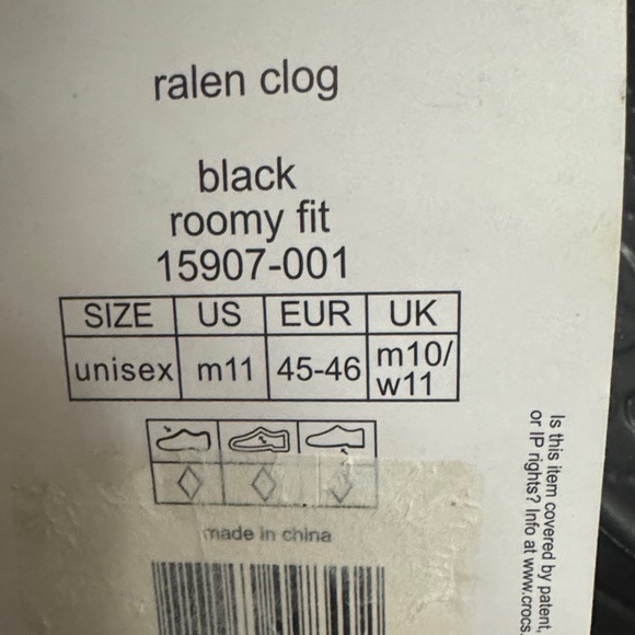 NWT CROCS Unisex Size M11 Black Ralen Clog Roomy Fit - Picture 2 of 10